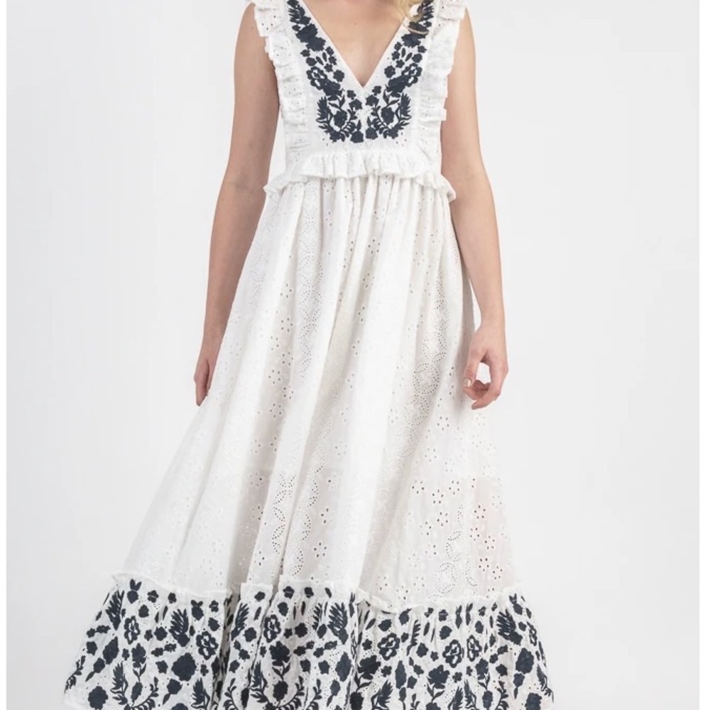 Allison New York- White Eyelet Embroidered Maxi Dress S